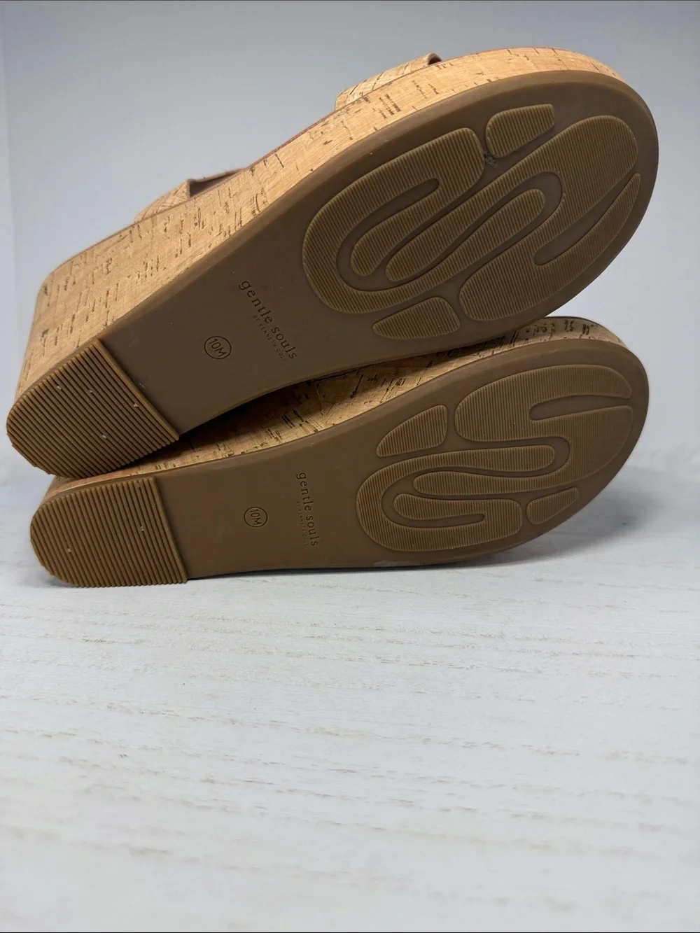 gentle souls Cork Strap Tan Wedge Sandals